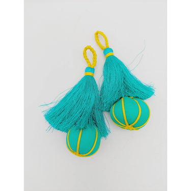 Caribbean Green and Yellow Pumpkin Tassels, Latkan, Indian Tassels